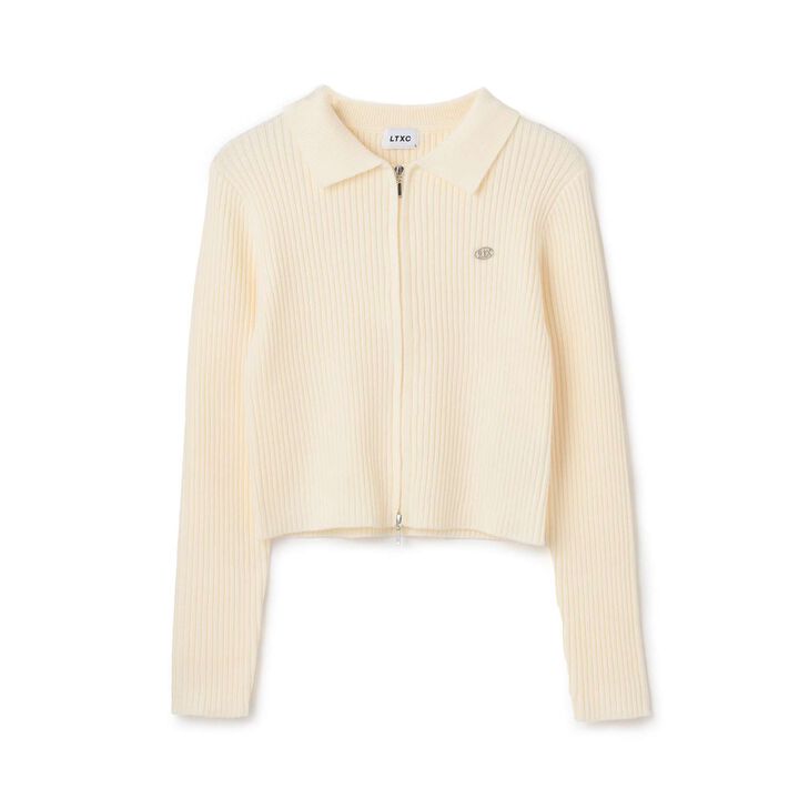 [LTXC] Washable Ribbed W Zipper Cardigan,Ivory, medium image number 10