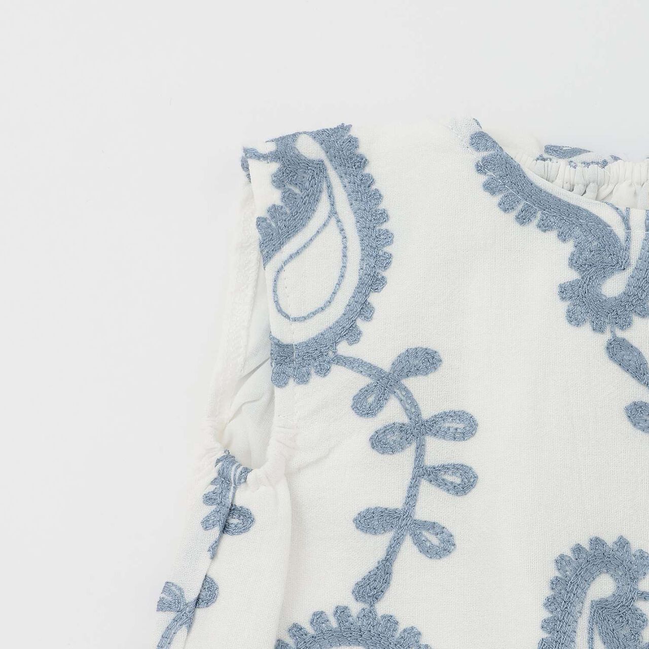 [Link] Paisley Embroidered One-Piece Dress,Cream, large image number 7