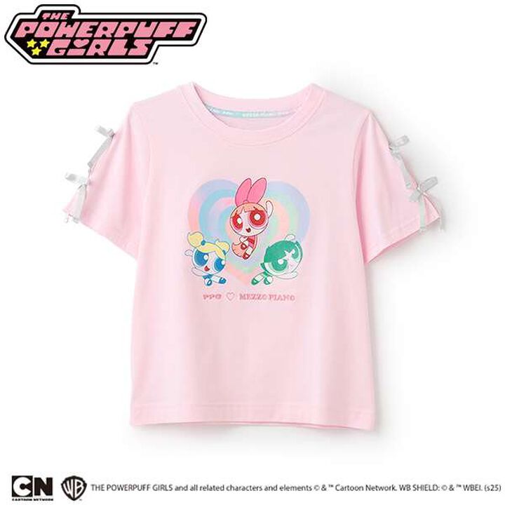 The Powerpuff Girls Sleeve Ribbon T-Shirt,Pink, medium image number 1