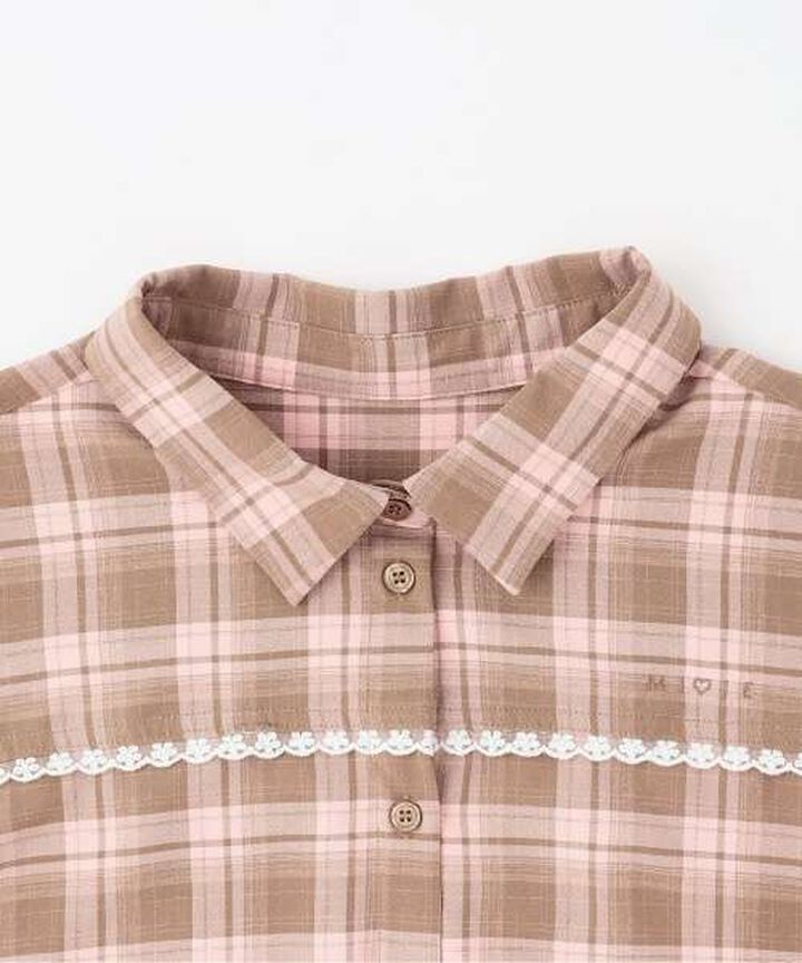 Checkered Shirt & Bustier Set,Pink, medium image number 11