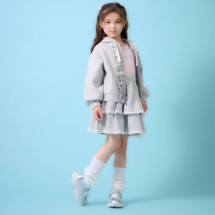 Lame Cardboard Frill Zip Parka,Pink, medium image number 16