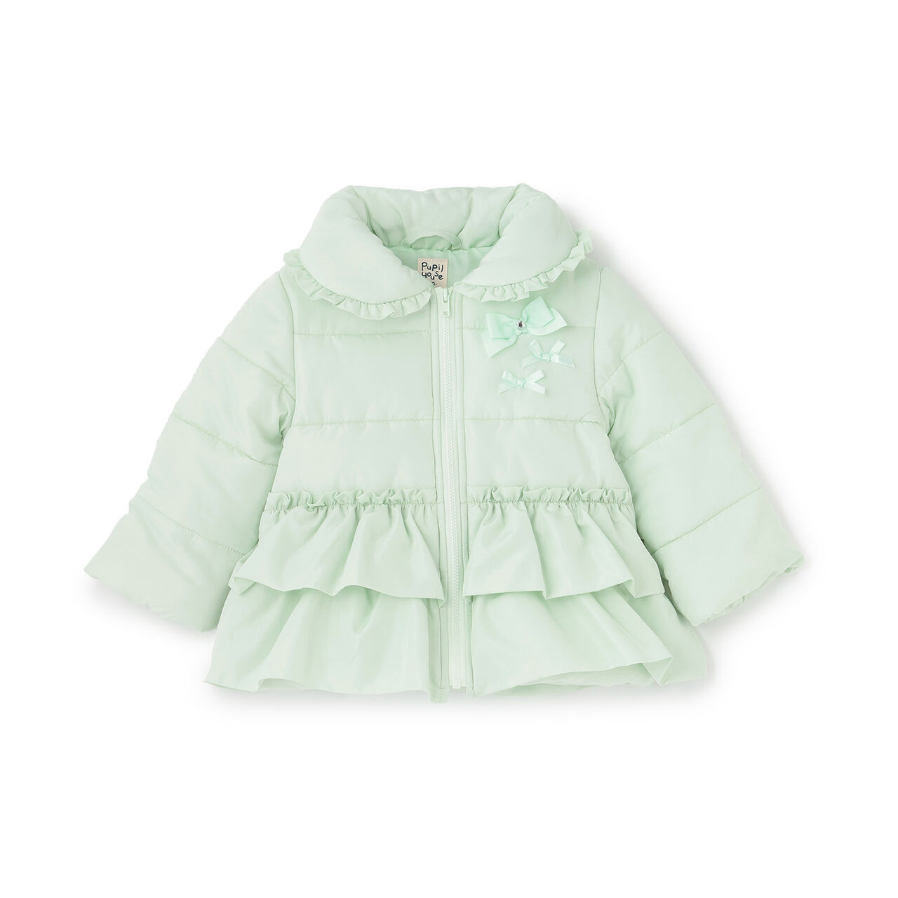 Frill Ribbon Padded Blouson,Light green, large image number 15