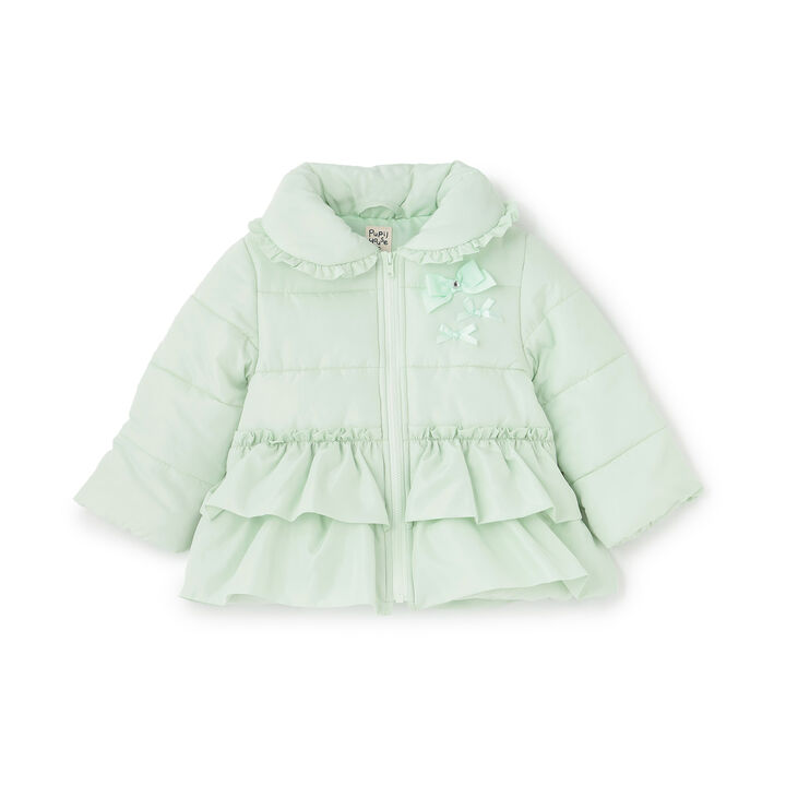 Frill Ribbon Padded Blouson,Light green, medium image number 15