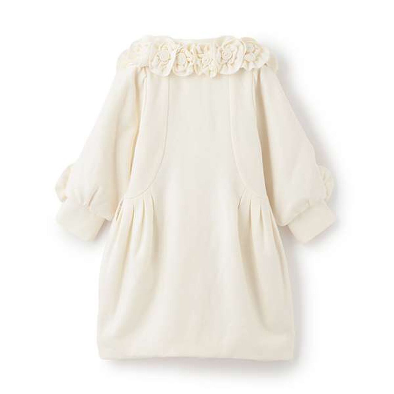 Flower Motif Balloon Coat,Off white, large image number 1