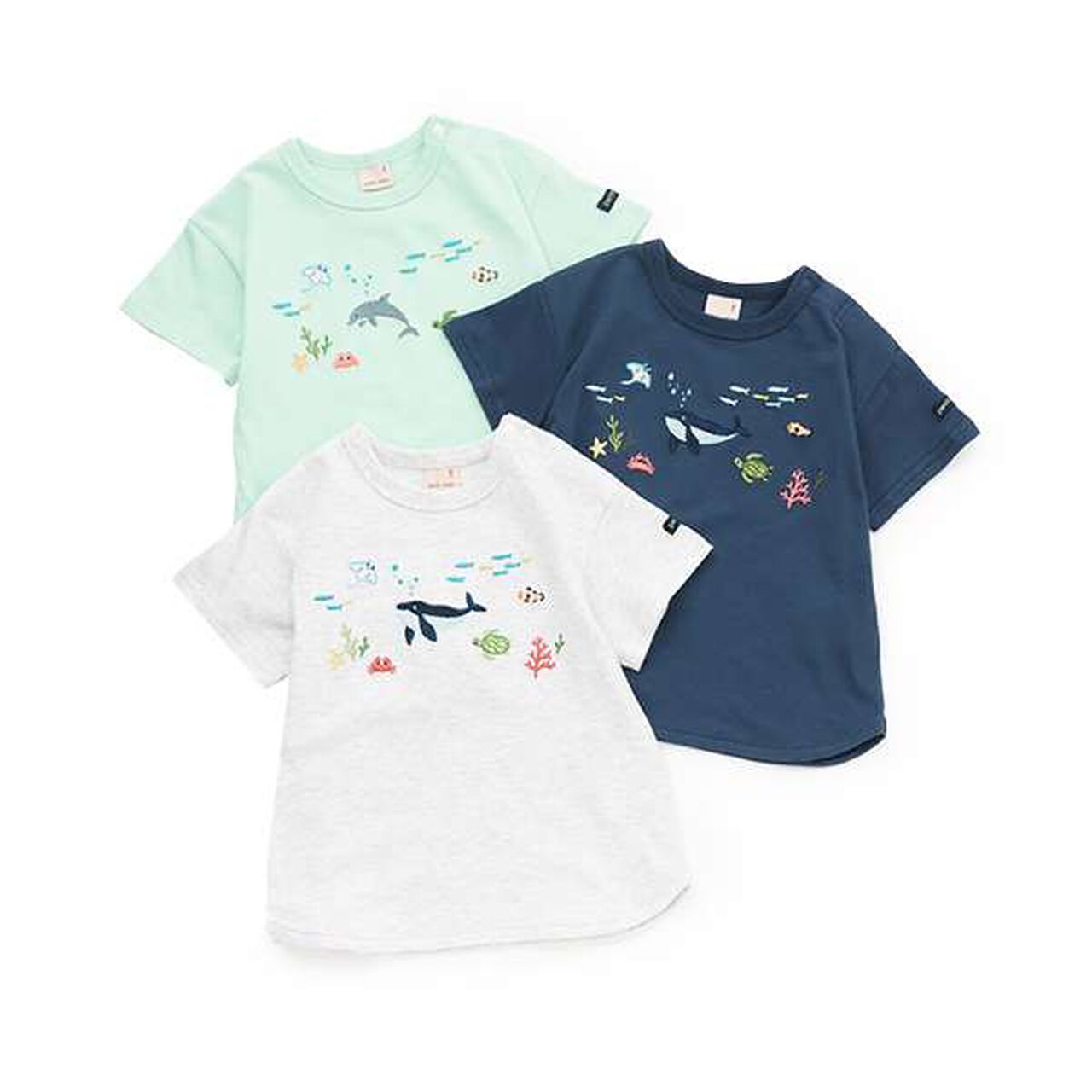 Sea Creature Embroidery Short Sleeve T-Shirt,Emerald green, large image number 10