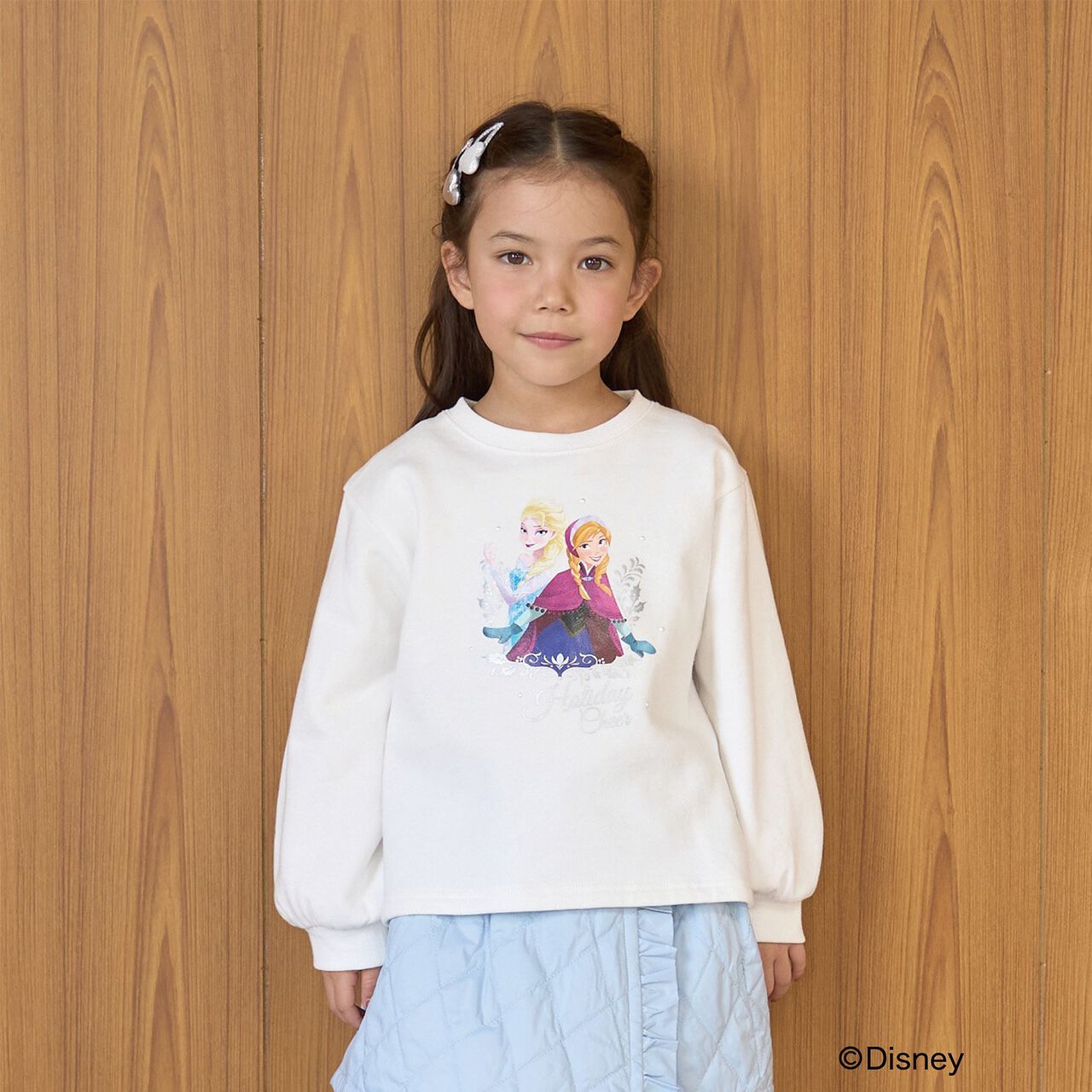 [Frozen] [Goodbye Pills Brushed Fleece] Sparkling Lame & Transfer Assortment Print Sweatshirt,Ivory, large image number 0