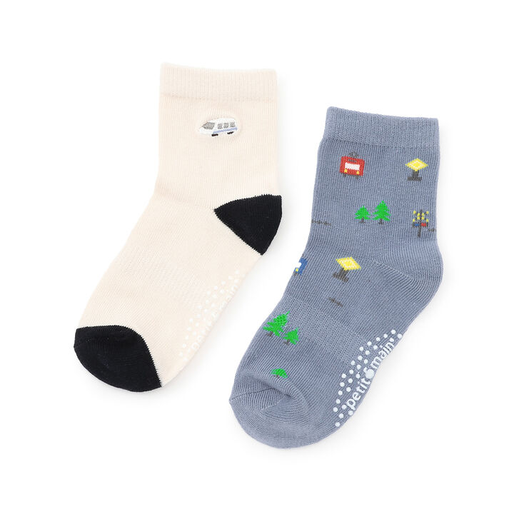 Assorted Crew Socks 2P,Beige, medium image number 0