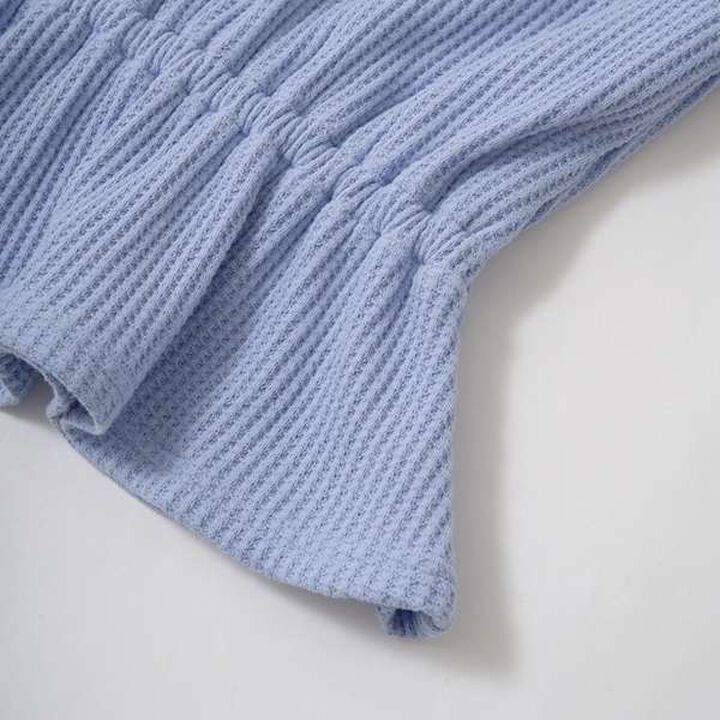 Fluffy Waffle Peplum Top with Flowers,Pink, medium image number 13