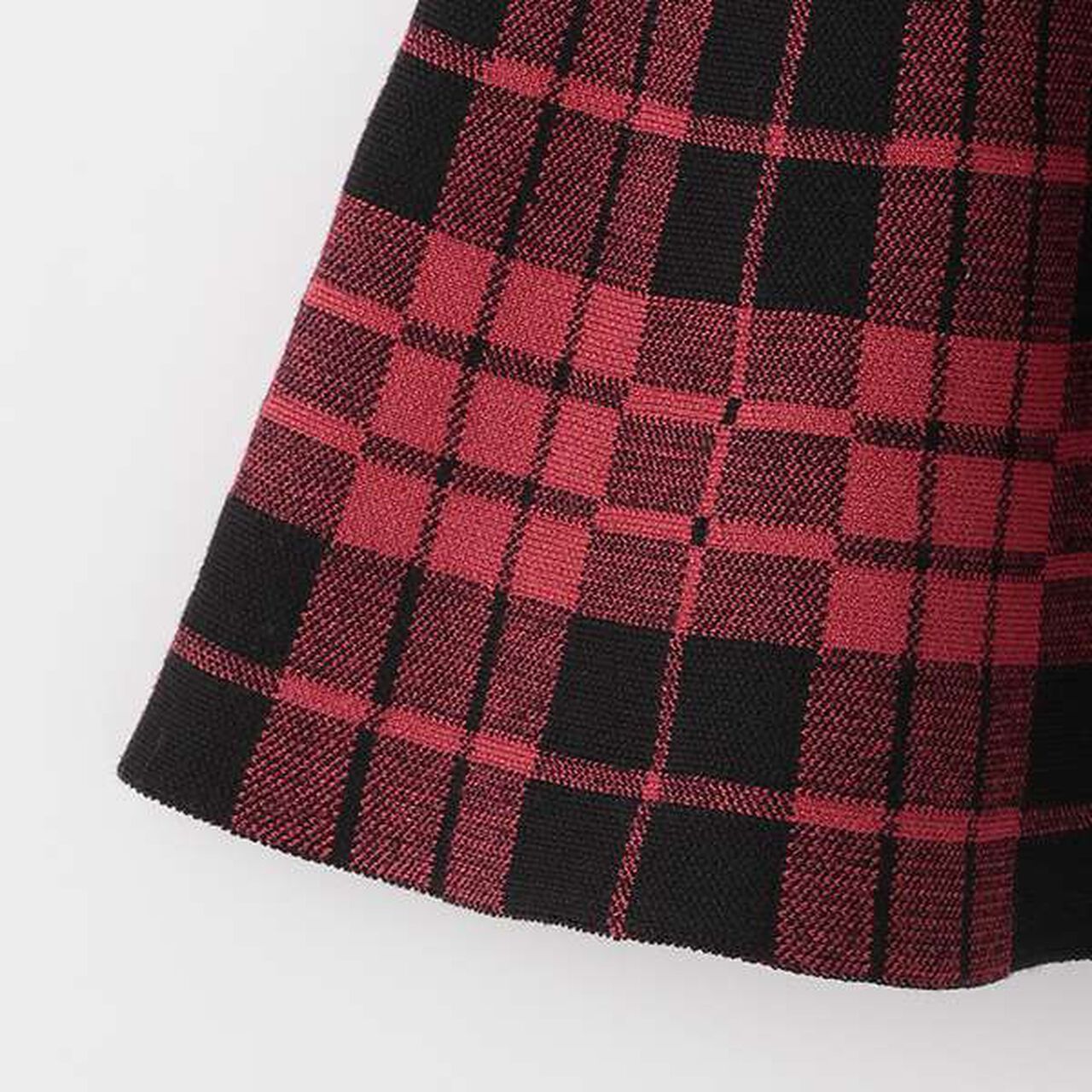 Check Jacquard Knit Skirt,Red, large image number 5