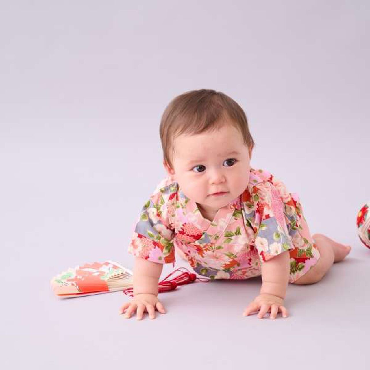 Patchwork Jinbei All-in-One (Camellia and Peony Pattern),Pink, large image number 4