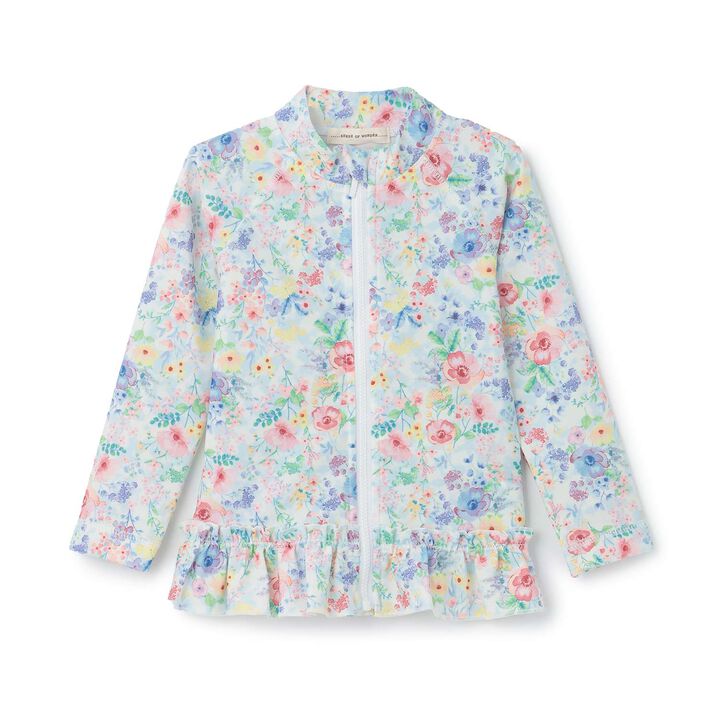 [SWIM] Girls' Floral Pattern Rash Guard [UV Protection],Pink, medium image number 1