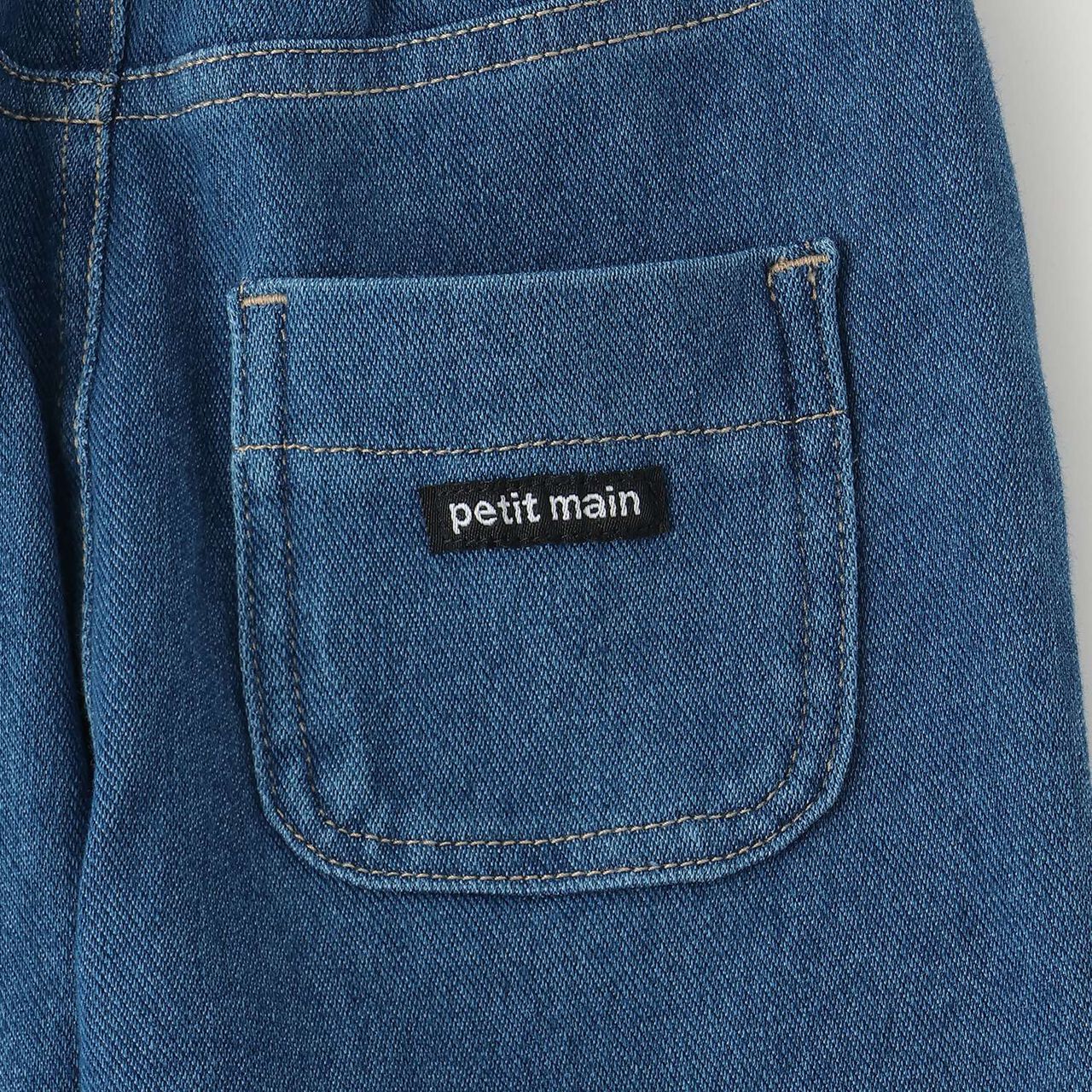 Cut Denim Straight Pants,Navy, large image number 4