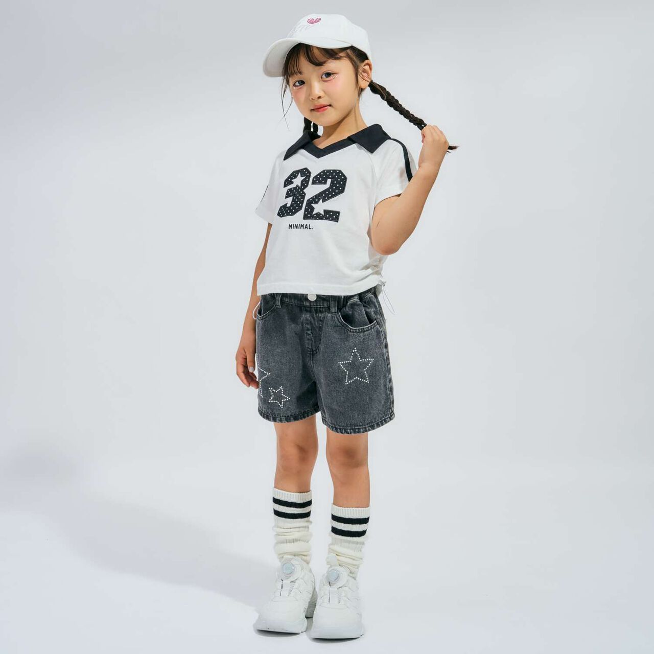 Rhinestone Denim Shorts,Black, large image number 1
