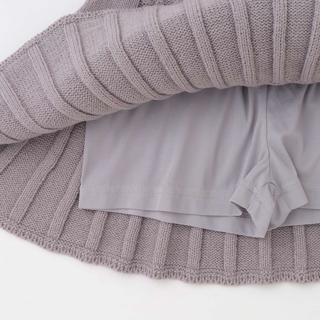 [Safe/Inner Shorts Included] Washable Tiered Knit Skirt,Greige, large image number 16