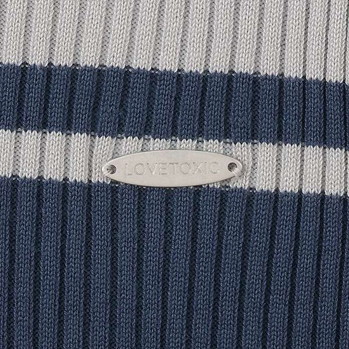 [Arael] Short-Sleeve Zip Knitwear,Navy, medium image number 10