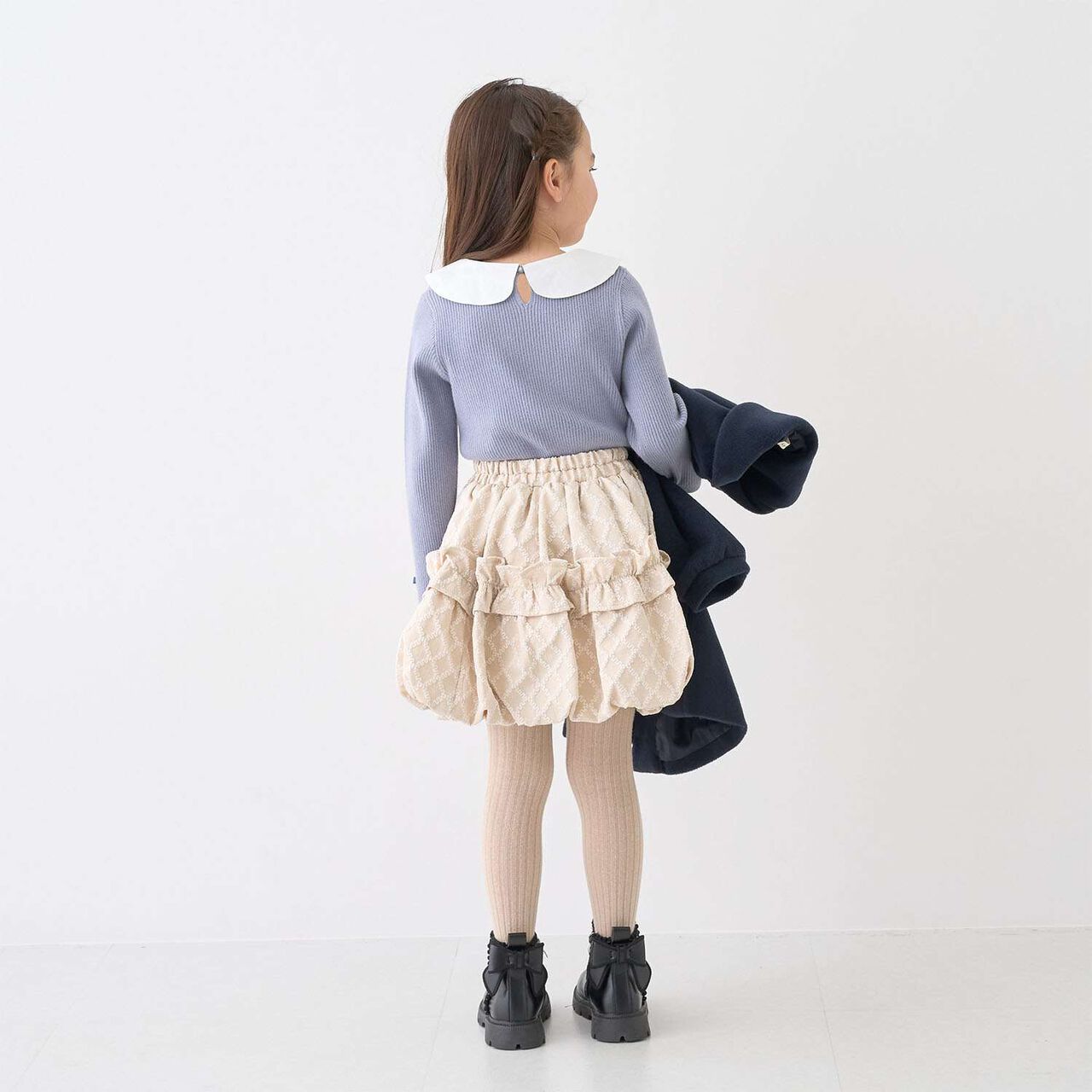 [Machine Washable] Ribbed Knit with Collar,Striped, large image number 5