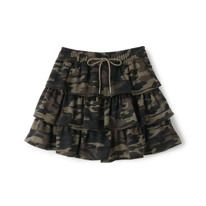 [LTXC] Camouflage Tiered Cut Mini Skirt,Khaki, medium image number 2