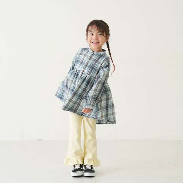 Anti-Stain Hem Frill Ribbed Pants,Charcoal gray, medium image number 16