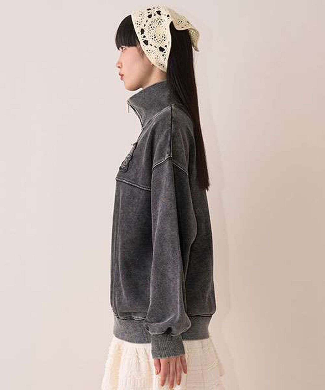 Half ZIP Pullover,Purple, large image number 1