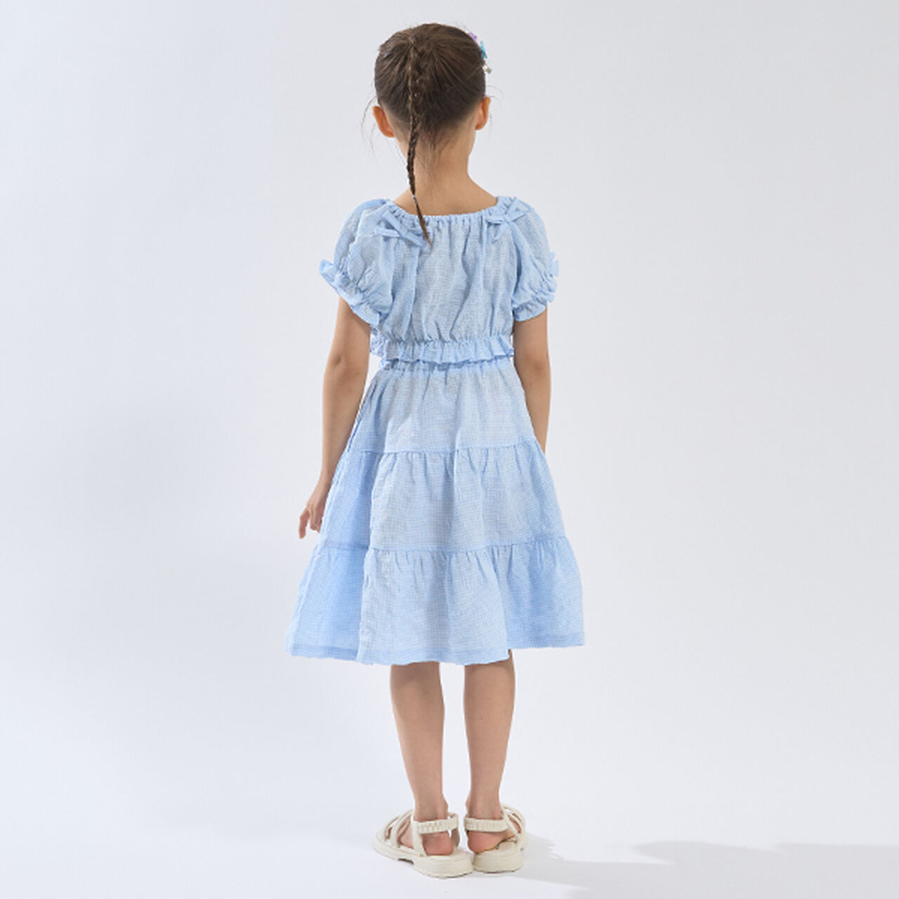 Front and Back Both OK! Blouse & Tiered Skirt Set,Light blue, large image number 12