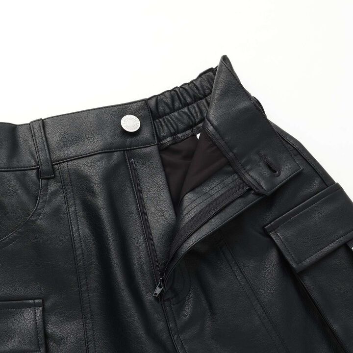 [LTXC] Faux Leather Cargo Mini Skirt,Black, medium image number 7