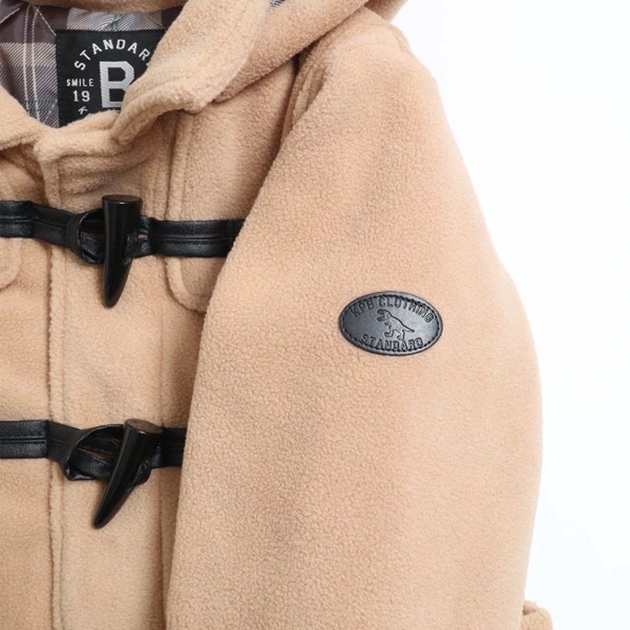 KP Boy Fleece Checkered Duffle Coat [90-130],Navy, large image number 5