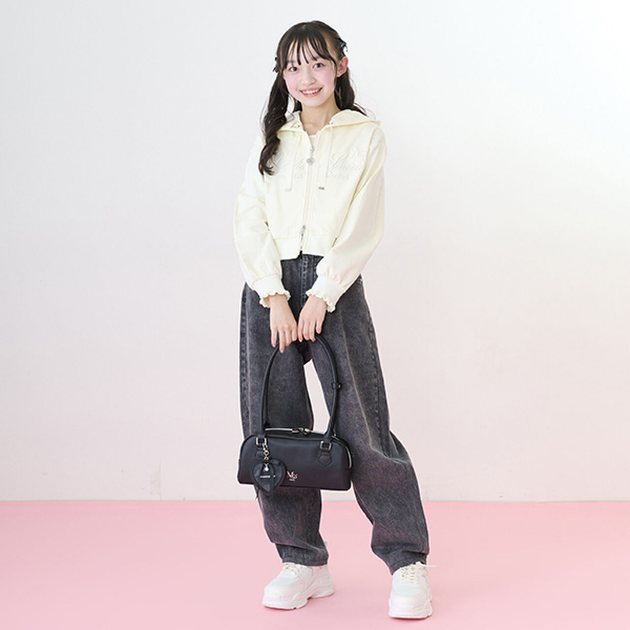 Heart Charm Long Handle Bag,Light blue, large image number 3