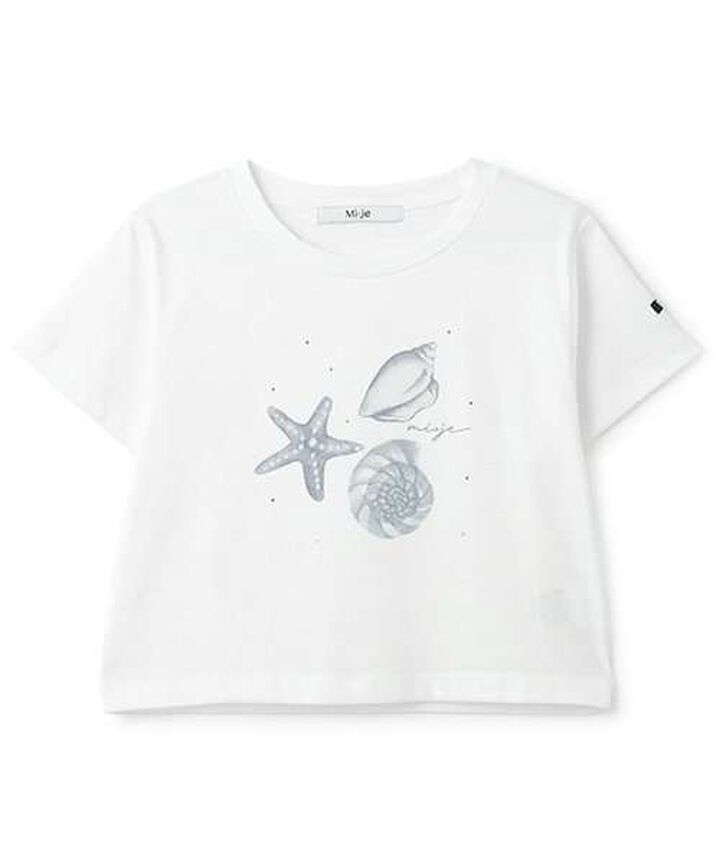 Shell Illustration Short Sleeve T-Shirt [Korean Fashion],Light green, medium image number 3