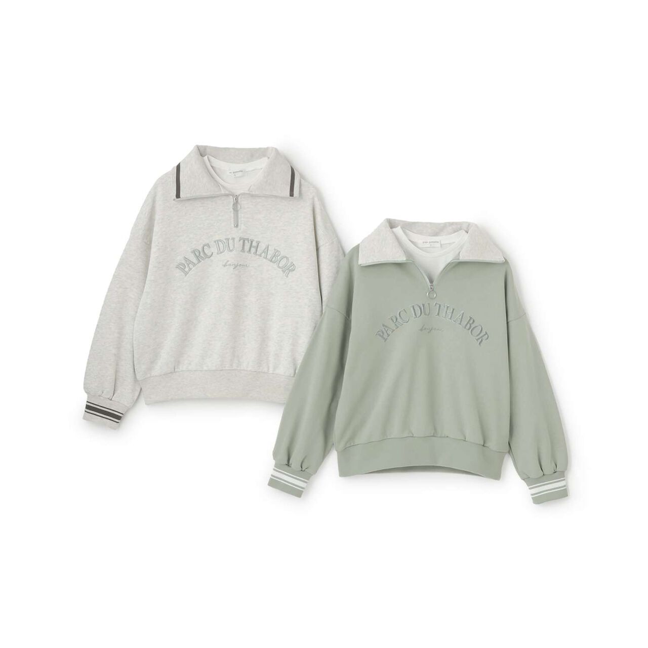 Half ZIP + Long Sleeve T-Shirt Set,Smoke white, large image number 13