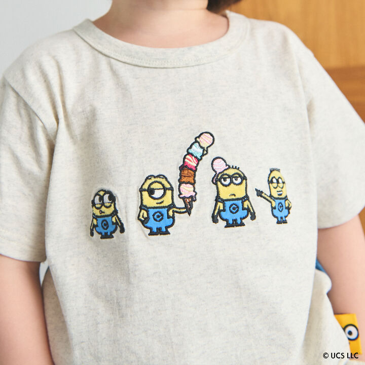 [Minion] Short Sleeve T-Shirt with Woven Fabric Panels,Navy, medium image number 2