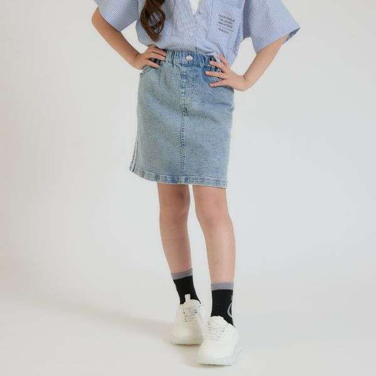 Line Stretch A-Line Skirt,Sax blue, large image number 0