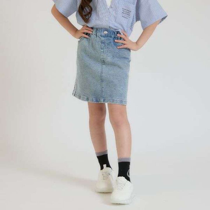 Line Stretch A-Line Skirt,Sax blue, medium image number 0