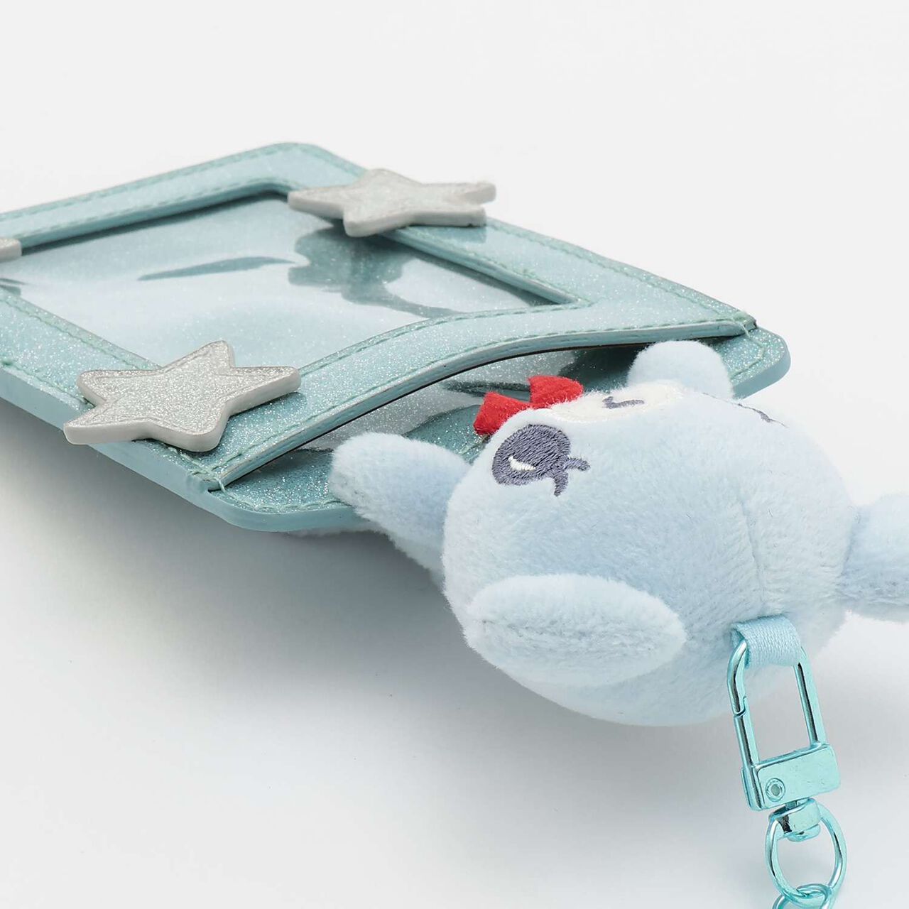 Sparkling Mint-kun Card Case with Playful Pop-Up Design,Sax blue, large image number 3