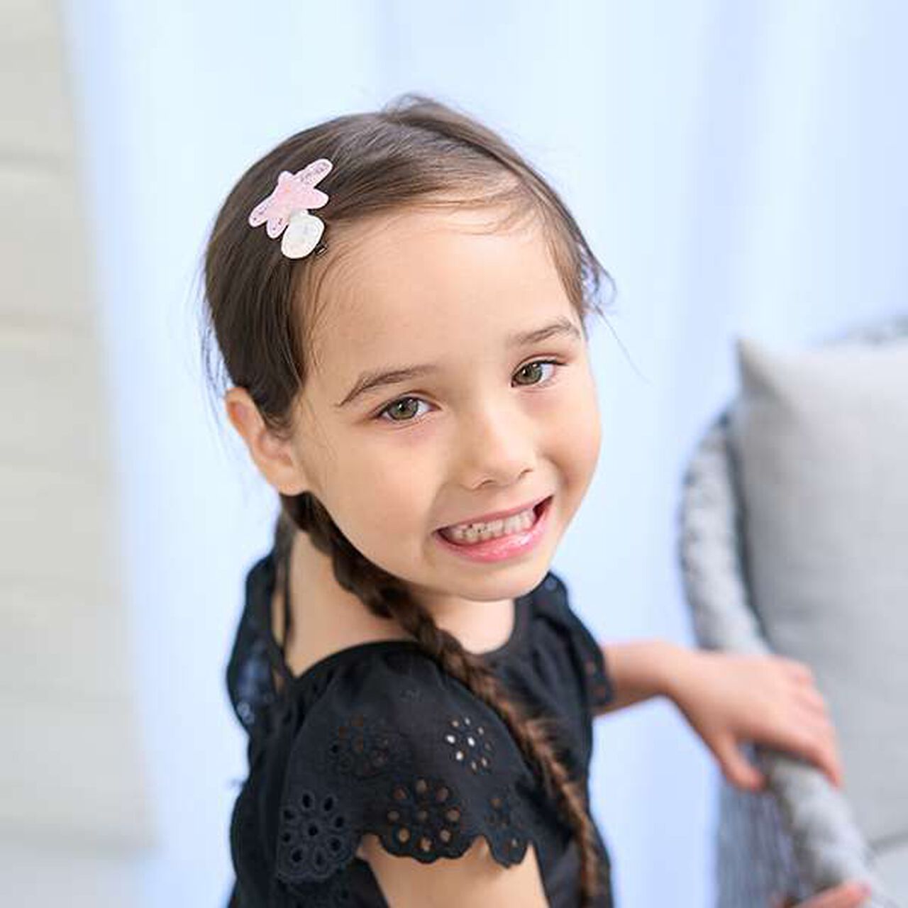 Sparkling Hair Clip with Pearls,Sax blue, large image number 9