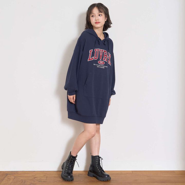 Loose Parka One-Piece Dress,Black, medium image number 15