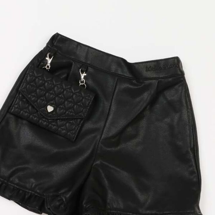 Faux Leather Shorts with Pouch,Black, medium image number 5