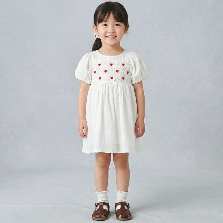 Heart Embroidery One-Piece Dress,Navy, medium image number 15