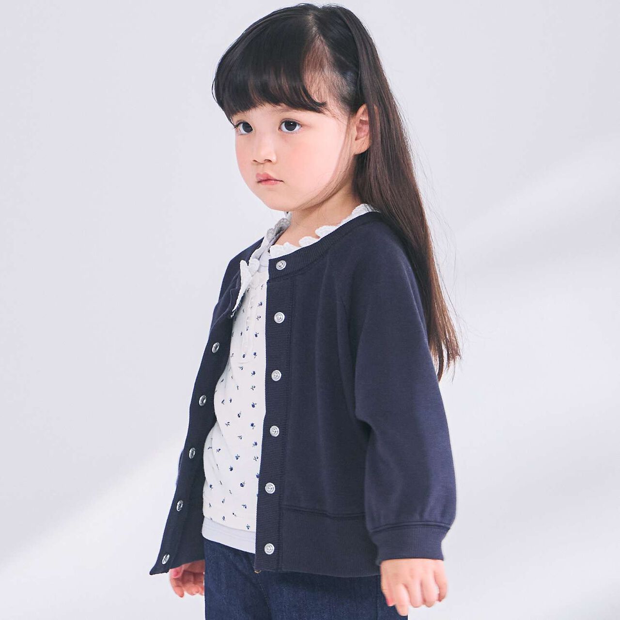 [Parent-Child Matching] Lace Collar 2WAY Cut Cardigan,Beige, large image number 12