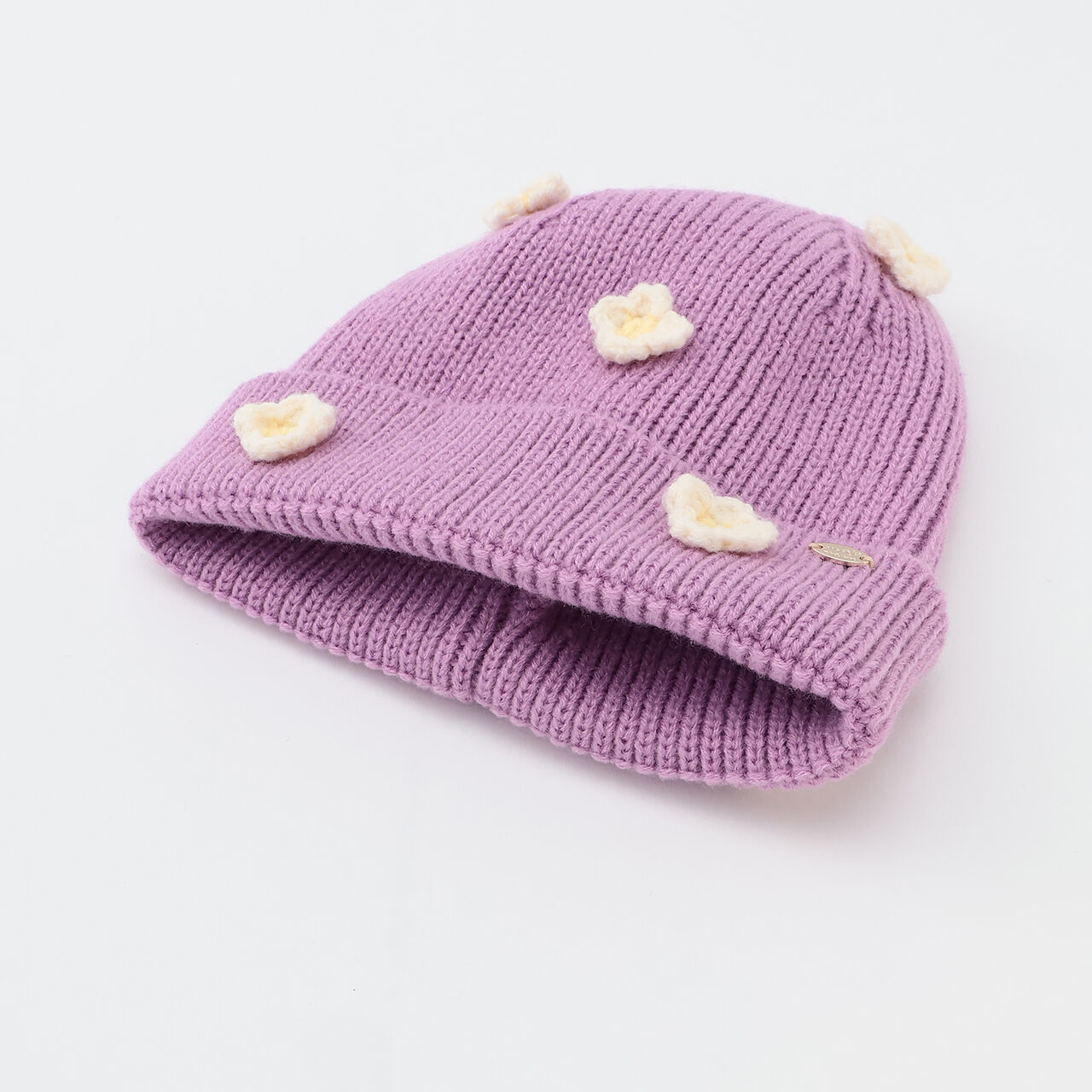 Flower Knit Beanie,Charcoal gray, large image number 5