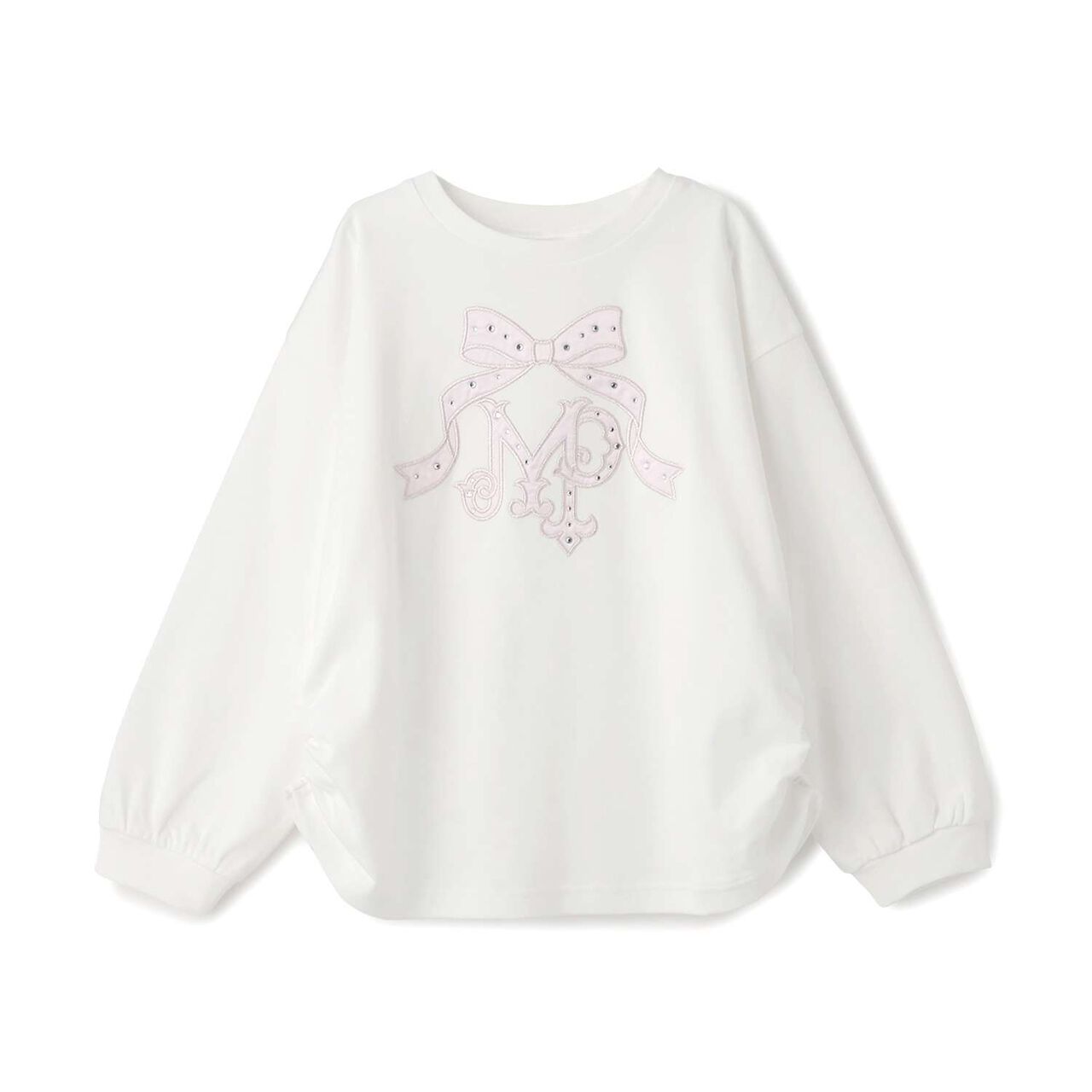 Ribbon Logo Appliqu&eacute; Long-Sleeve T-Shirt,Blue, large image number 4