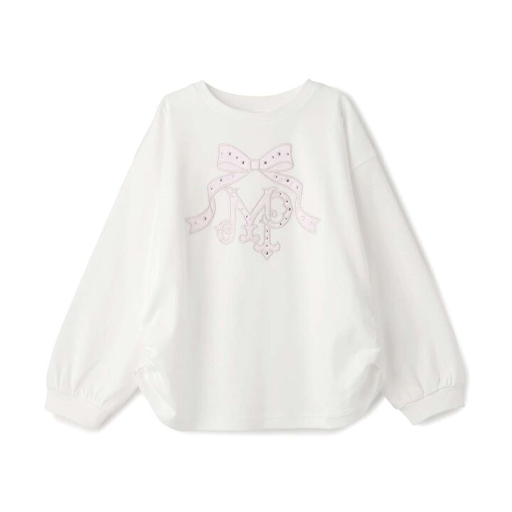 Ribbon Logo Appliqu&eacute; Long-Sleeve T-Shirt,Blue, medium image number 4