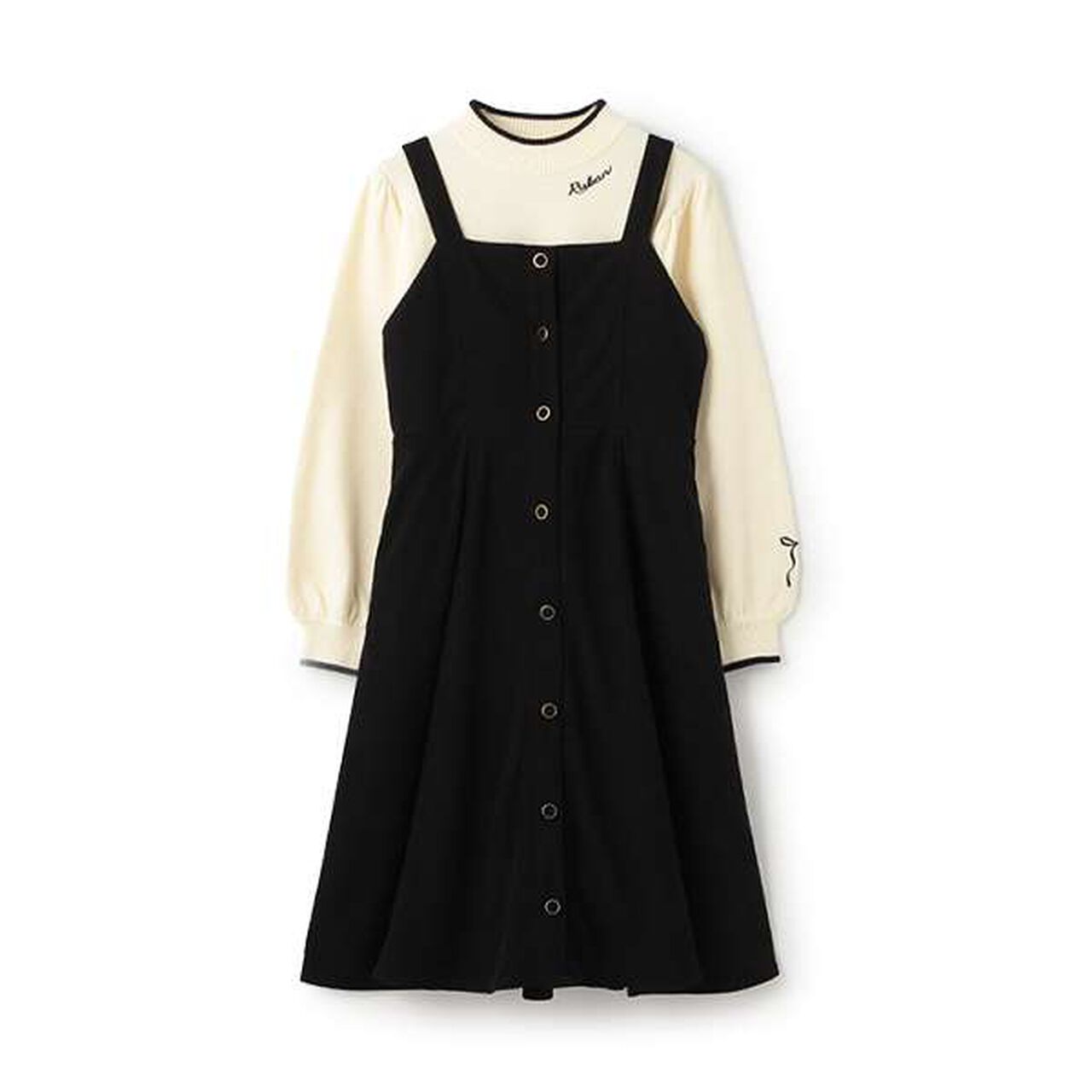 Knit Pullover & Camisole Dress Set,Black, large image number 4