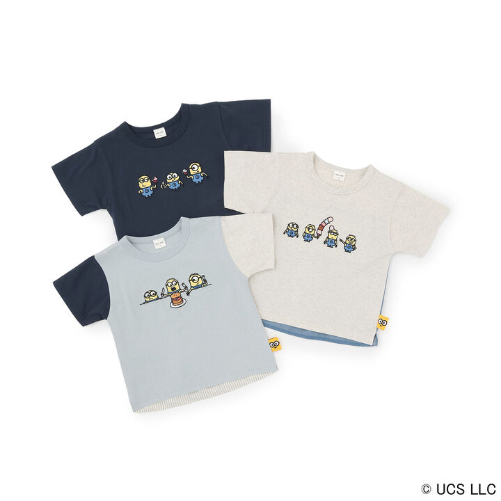 [Minion] Short Sleeve T-Shirt with Woven Fabric Panels,Navy, medium image number 17