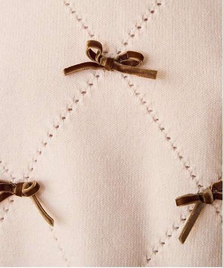 Ribbon Motif Diamond Knitwear,Black, medium image number 5