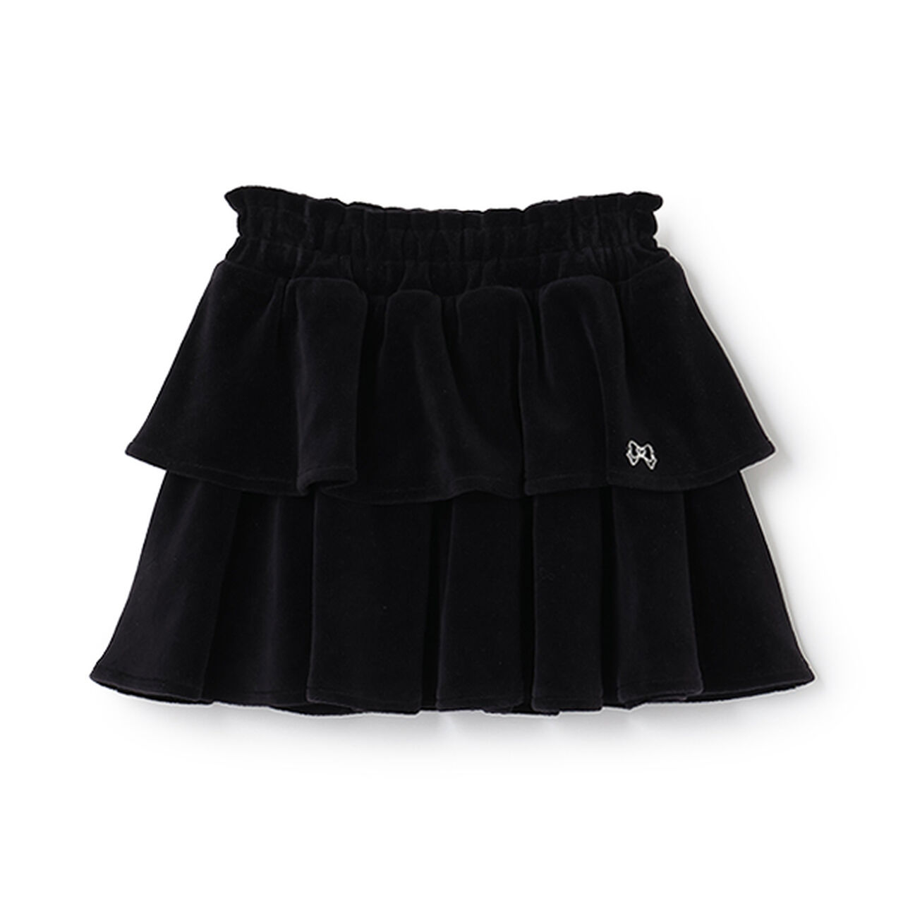 Plush Velour Coordinatable Tiered Skirt,Black, large image number 3