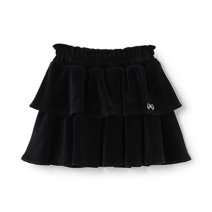 Plush Velour Coordinatable Tiered Skirt,Black, medium image number 3