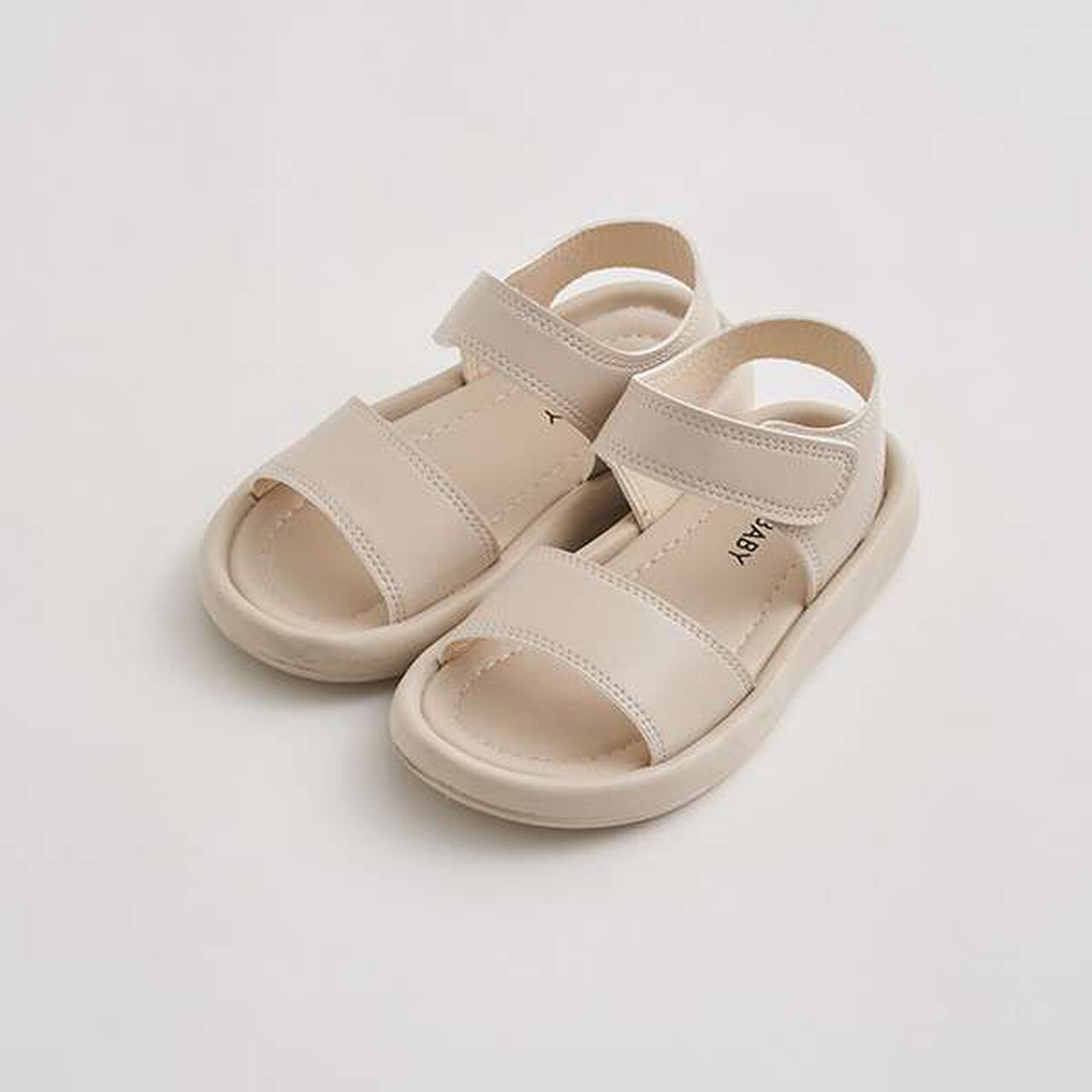 Faux Leather Flat Sandals,Ivory, large image number 2