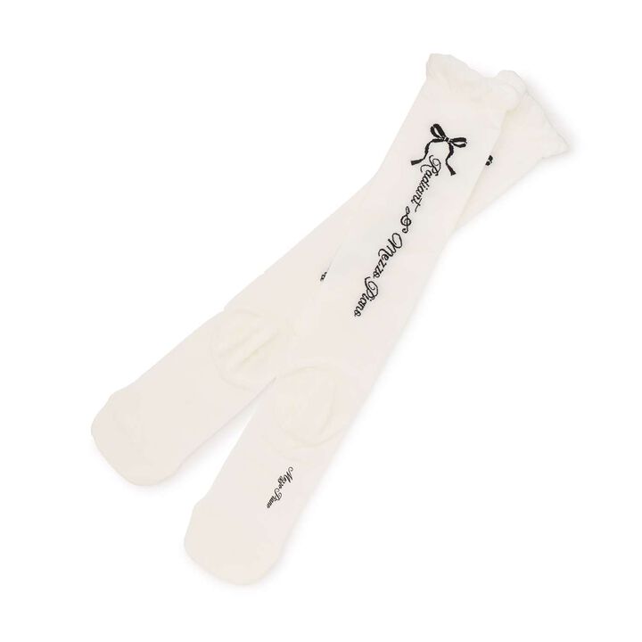 Ribbon & Logo Knee-High Socks,Silver gray, medium image number 7