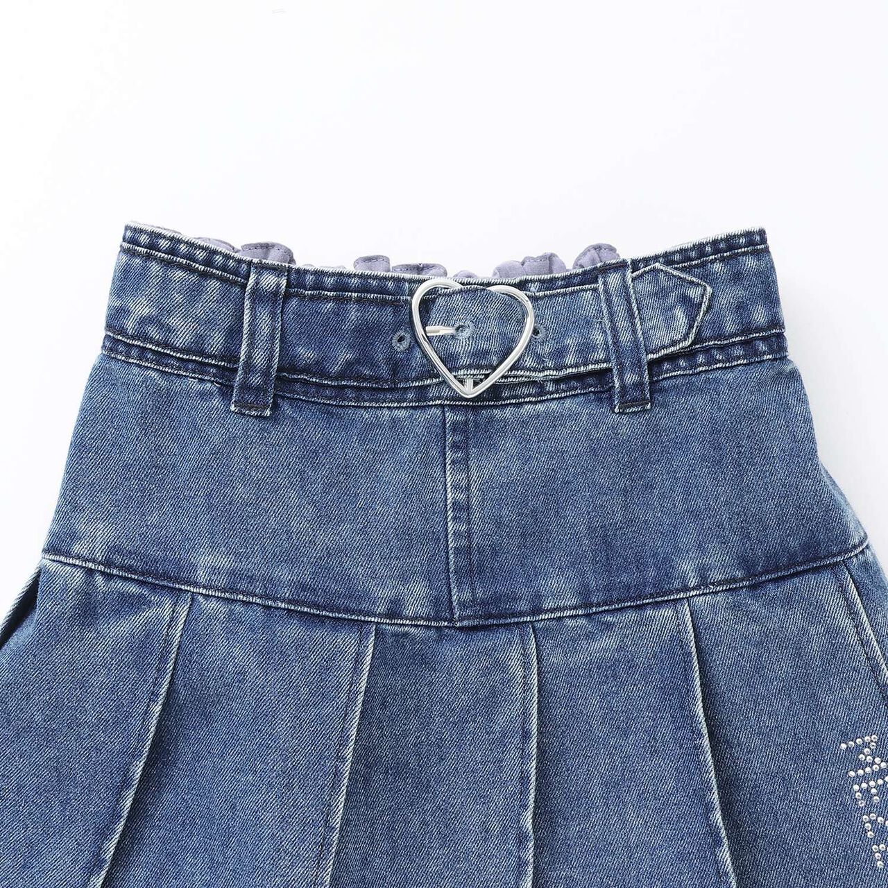 Pleated Skirt with Belt & Inner Pants Set,Blue, large image number 3