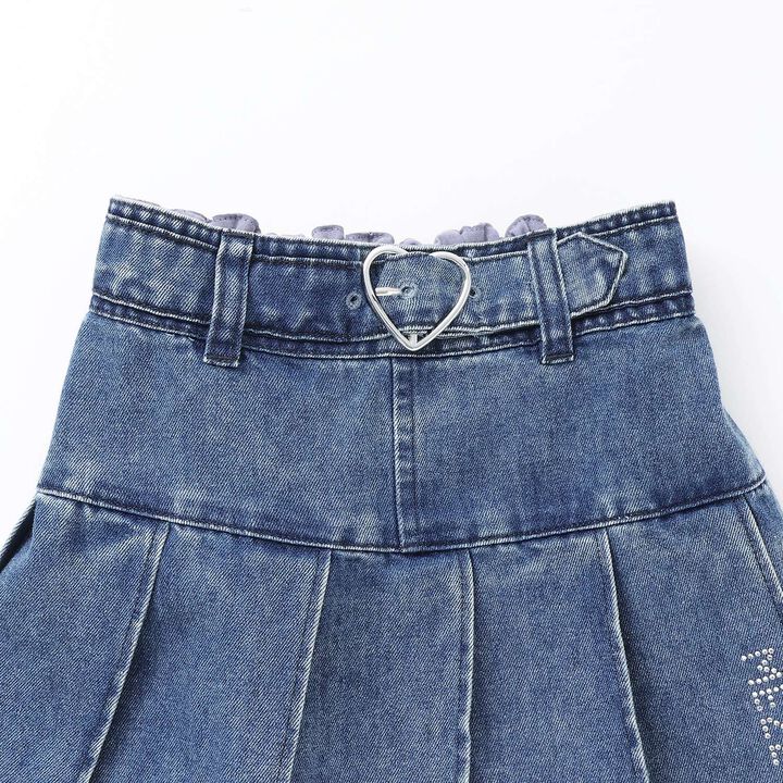 Pleated Skirt with Belt & Inner Pants Set,Blue, medium image number 3